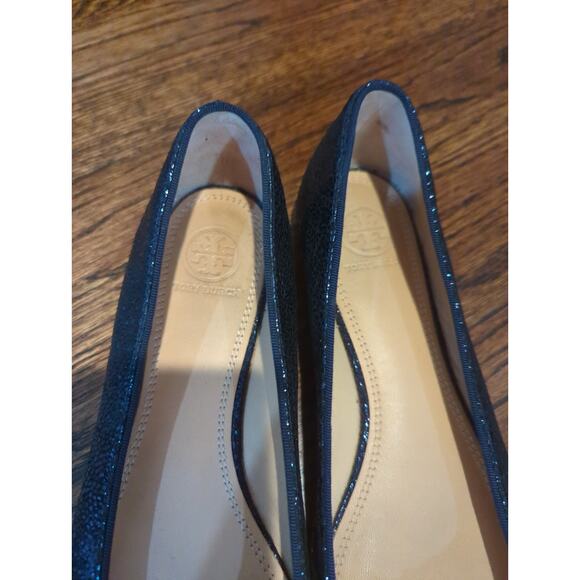 Tory Burch Navy Vanessa Crystal Bow Pointy Toe Flats - Picture 3 of 7